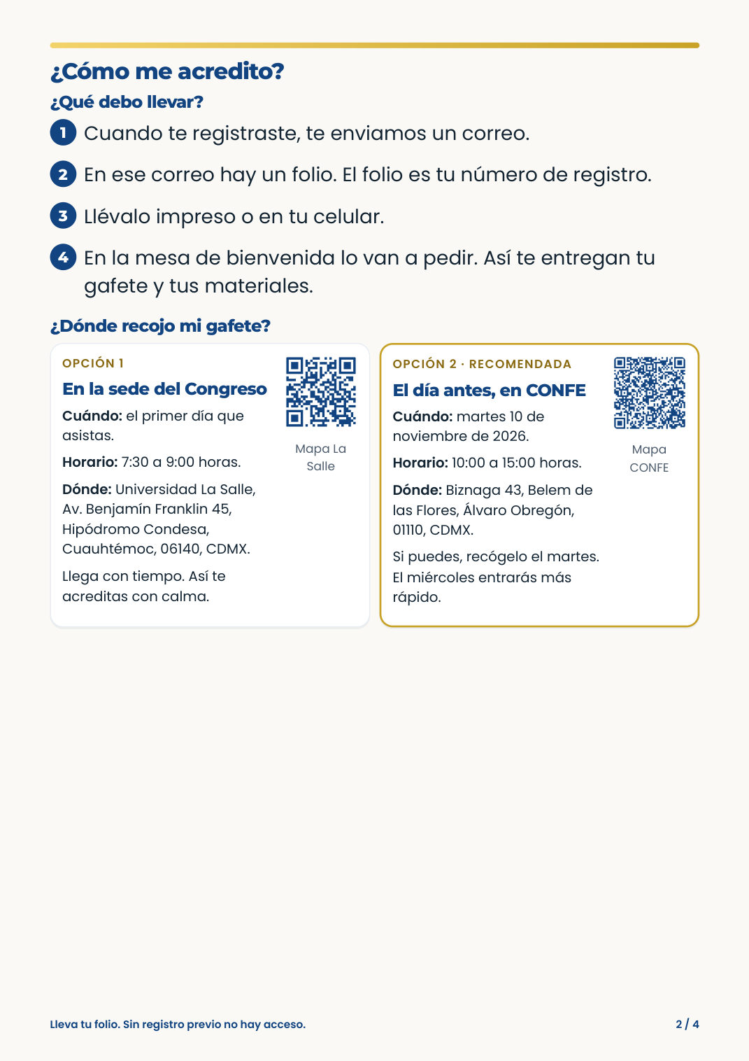 Cómo acreditarse: folio y las dos opciones para recoger el gafete