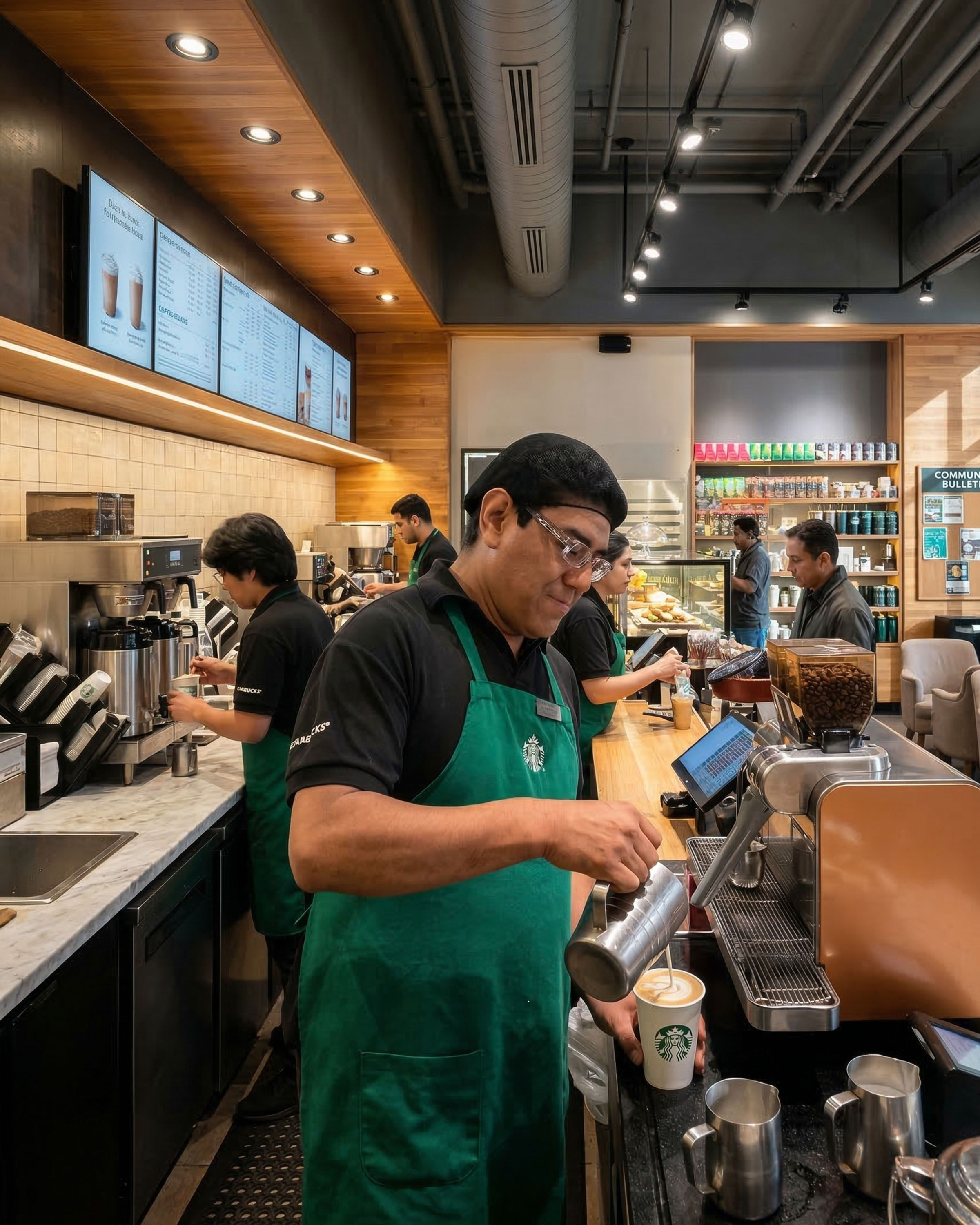 Persona en inclusión laboral como barista