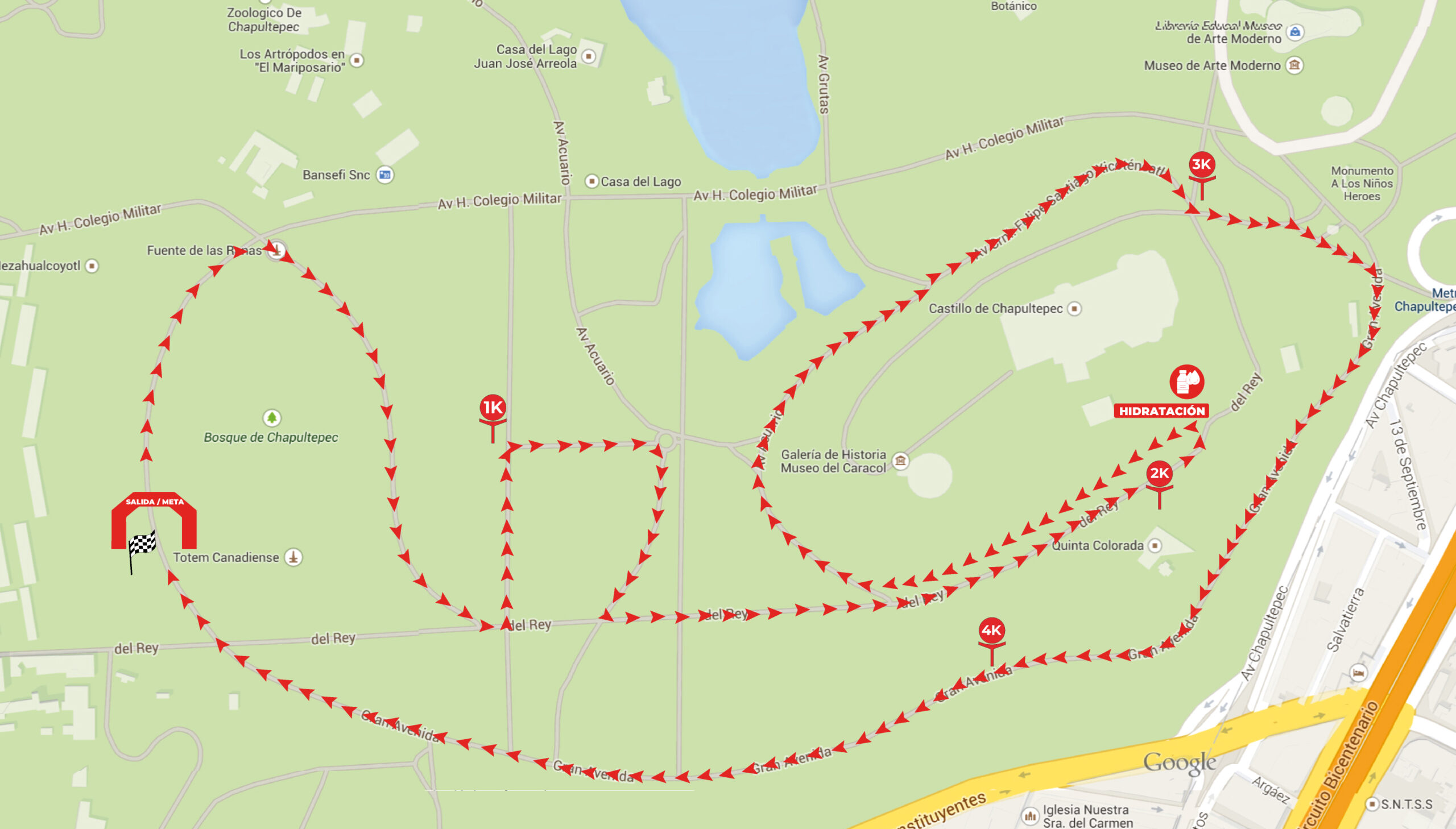 Ruta 10 km de la 11a Carrera 2025 corre por ti camina conmigo